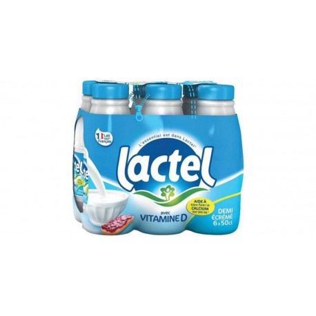 Lait Lactel Vitamine D demi-écrémé 50cl (lot de 8 packs de 6 soit 48 bouteilles)