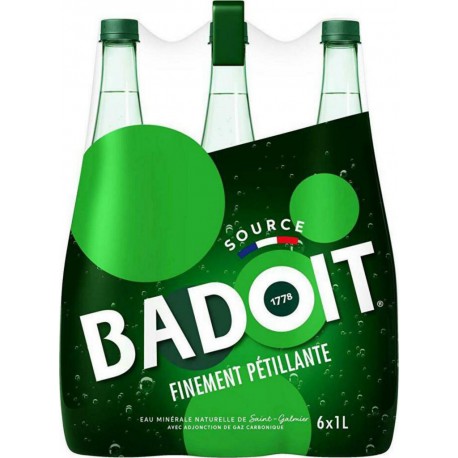 Badoit Eau minérale gazeuse VERTE 1L (pack de 6)