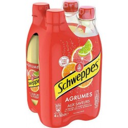 Schweppes Boisson gazeuse aux saveurs 4 agrumes 50cl (pack de 4)