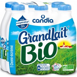 CANDIA Grandlait lait demi-écrémé bio UHT 6x1L (pack de 6)