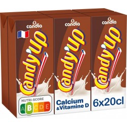 Candia CANDY'UP Boisson lactée au Chocolat 20cl (lot de 3 packs de 6 soit 18 briquettes)