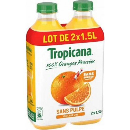 Tropicana Jus d'orange sans pulpe 1,5L (pack de 2)