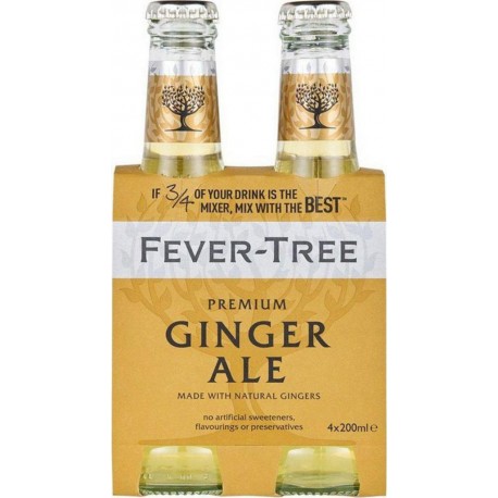 Fever-Tree Fever Tree Boisson ginger ale premium mixer bouteilles 4x20cl (pack de 4)