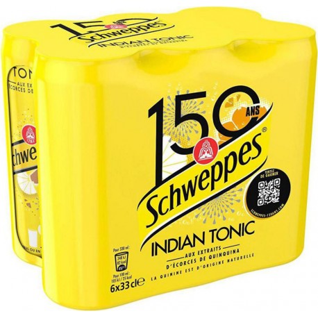 Schweppes Indian tonic à l'extrait d'écorces de quinquina 33cl (pack de 6)