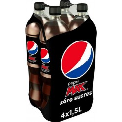 Pepsi Max Boisson gazeuse au cola zéro sucres 4 x 1,5L (pack de 4)