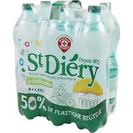 Eau minérale gazeuse St Diery Naturelle 1,25L (pack de 6)