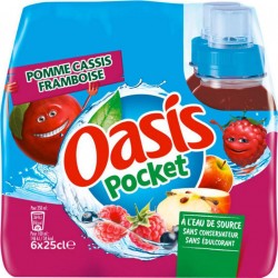 Oasis Pocket Pomme Cassis Framboise 25cl (lot de 12 packs de 6 soit 72 canettes)
