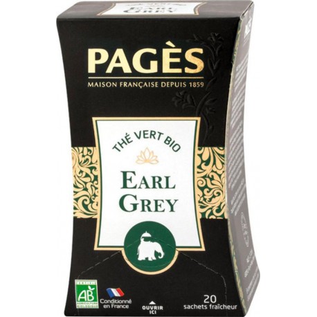 Pages Thé Vert Earl Grey Bio 20 sachets (lot de 3)