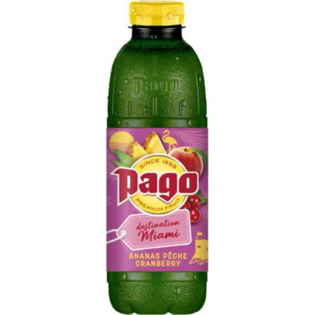 PAGO Jus de fruits Destination Miami Ananas Pêche Cranberry PAGO