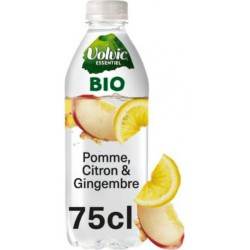 VOLVIC Eau Plate Aromatisée Pomme, Citron et Gingembre Bio EssentielL