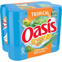 Oasis Boisson aux Fruits goût Tropical 33cl slim (lot de 2 packs de 6 soit 12 canettes)